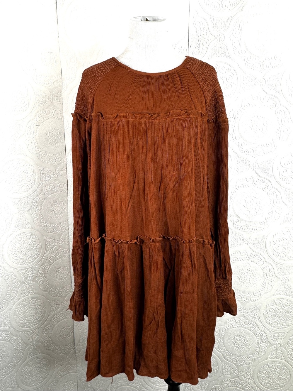 Anthropologie sz LARGE Moon River Tiered Midi Dress Boho Peasant Festival MINT